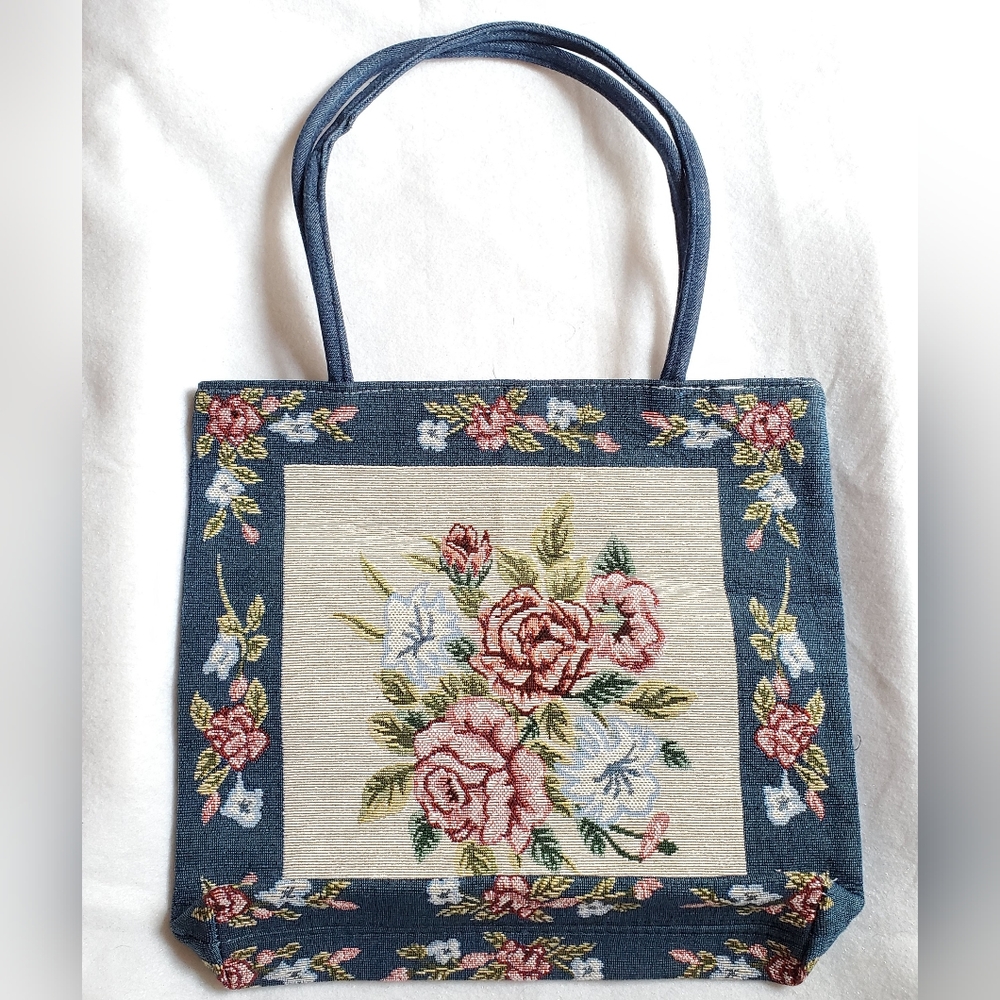 Vintage florist prints jute tote Bags or shoulder bags for women
